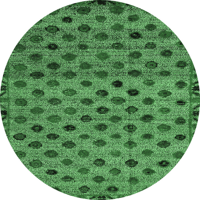 Round Abstract Emerald Green Modern Rug, abs4352emgrn