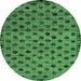 Round Abstract Emerald Green Modern Rug, abs4352emgrn