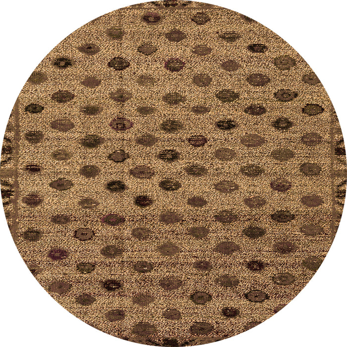 Round Machine Washable Abstract Orange Modern Area Rugs, wshabs4352org