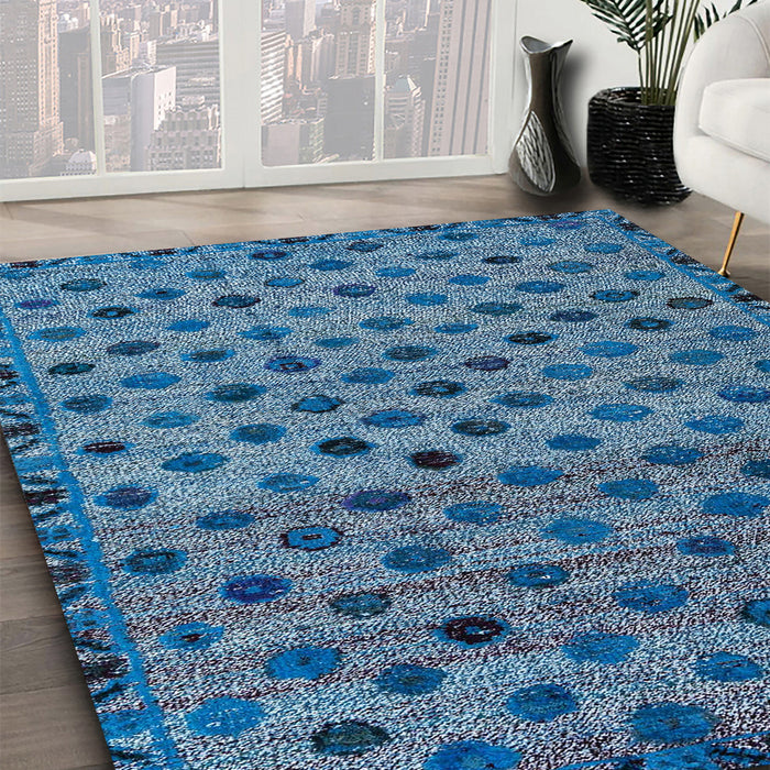 Abstract Iceberg Blue Modern Rug in Family Room, abs4352