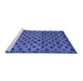 Sideview of Machine Washable Abstract Blue Modern Rug, wshabs4352blu