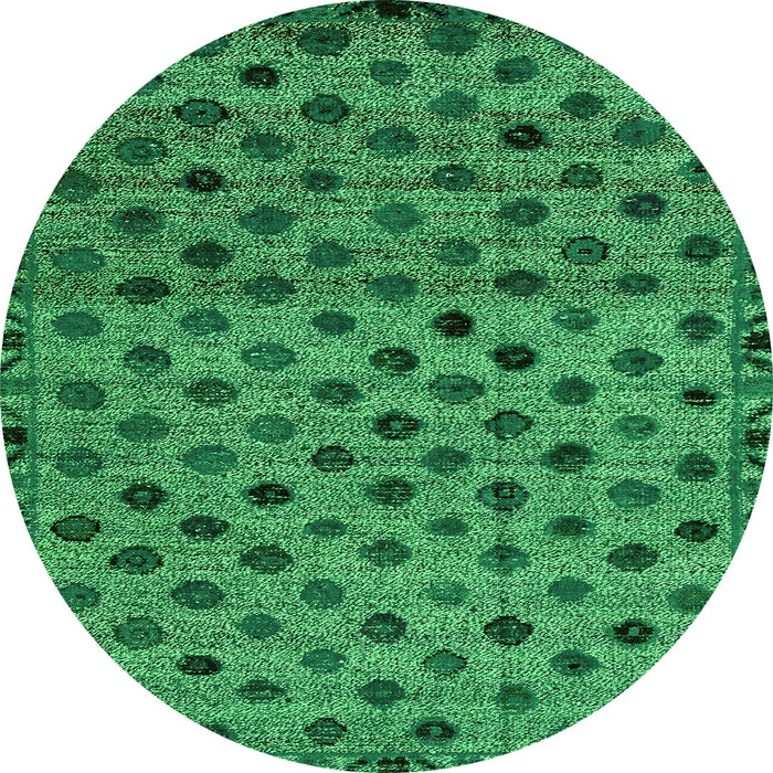 Round Machine Washable Abstract Green Modern Area Rugs, wshabs4352grn