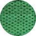 Round Machine Washable Abstract Green Modern Area Rugs, wshabs4352grn