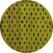 Round Machine Washable Abstract Yellow Modern Rug, wshabs4352yw