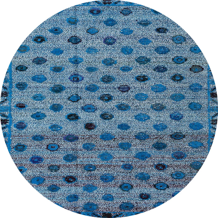 Round Machine Washable Abstract Iceberg Blue Rug, wshabs4352