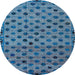 Round Machine Washable Abstract Iceberg Blue Rug, wshabs4352