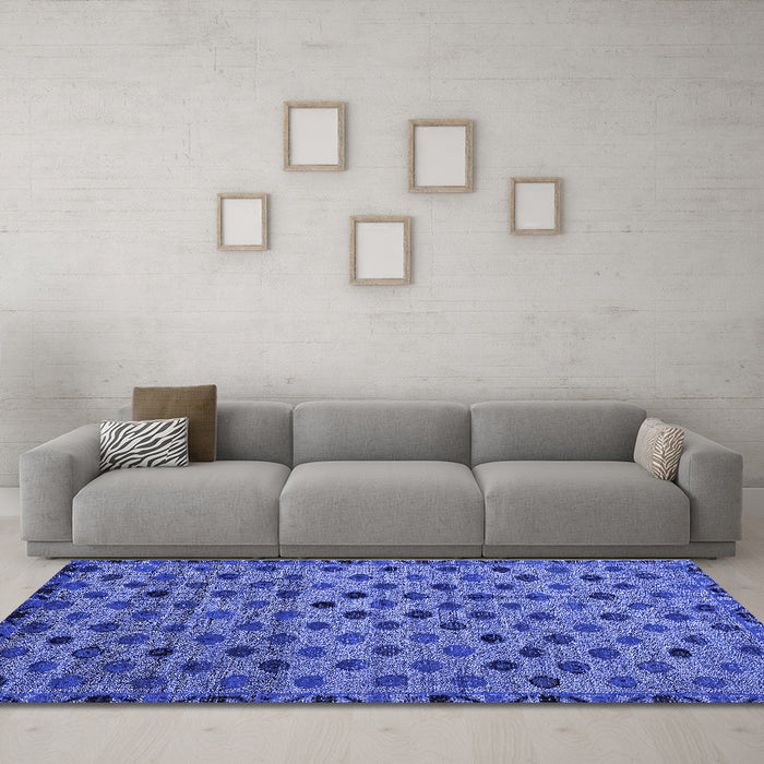 Machine Washable Abstract Blue Modern Rug in a Living Room, wshabs4352blu