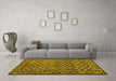 Machine Washable Abstract Yellow Modern Rug in a Living Room, wshabs4353yw