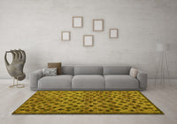 Machine Washable Abstract Yellow Modern Rug, wshabs4353yw