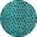 Round Abstract Turquoise Modern Rug, abs4353turq