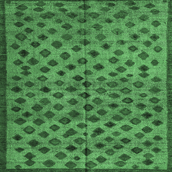 Square Abstract Emerald Green Modern Rug, abs4353emgrn