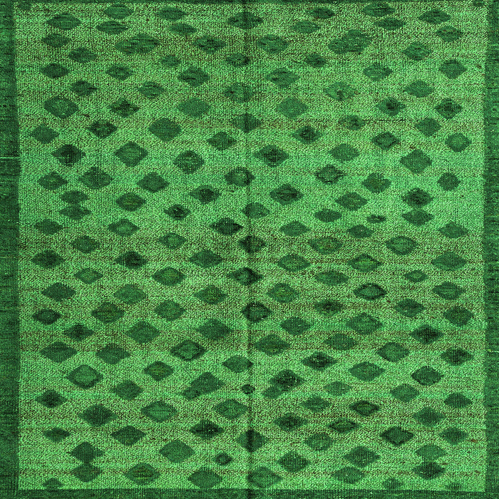 Square Machine Washable Abstract Green Modern Area Rugs, wshabs4353grn