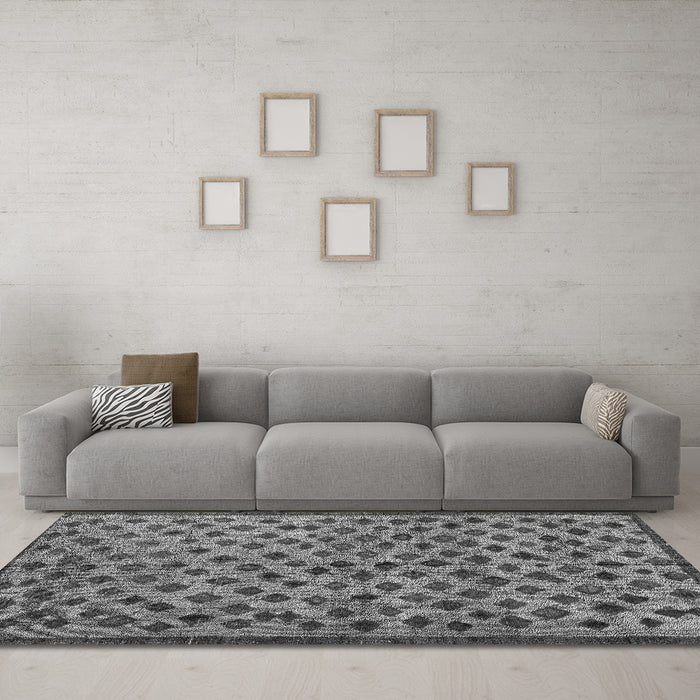 Machine Washable Abstract Gray Modern Rug in a Living Room,, wshabs4353gry
