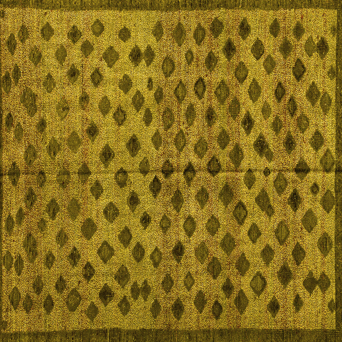 Square Machine Washable Abstract Yellow Modern Rug, wshabs4353yw