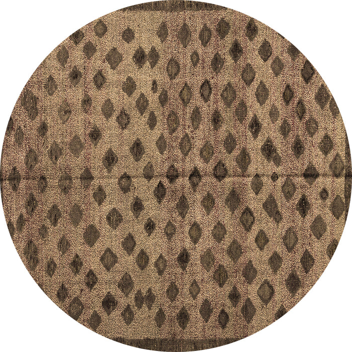 Round Machine Washable Abstract Brown Modern Rug, wshabs4353brn