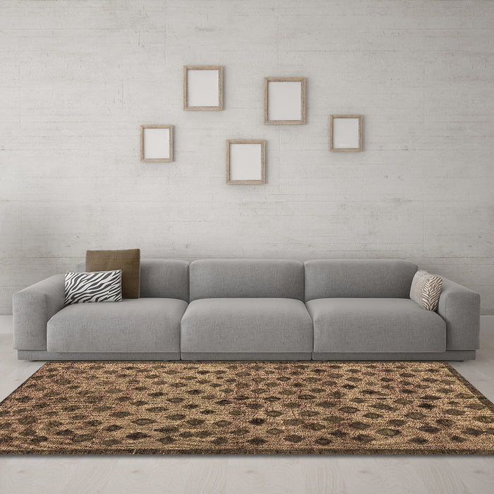Machine Washable Abstract Brown Modern Rug in a Living Room,, wshabs4353brn