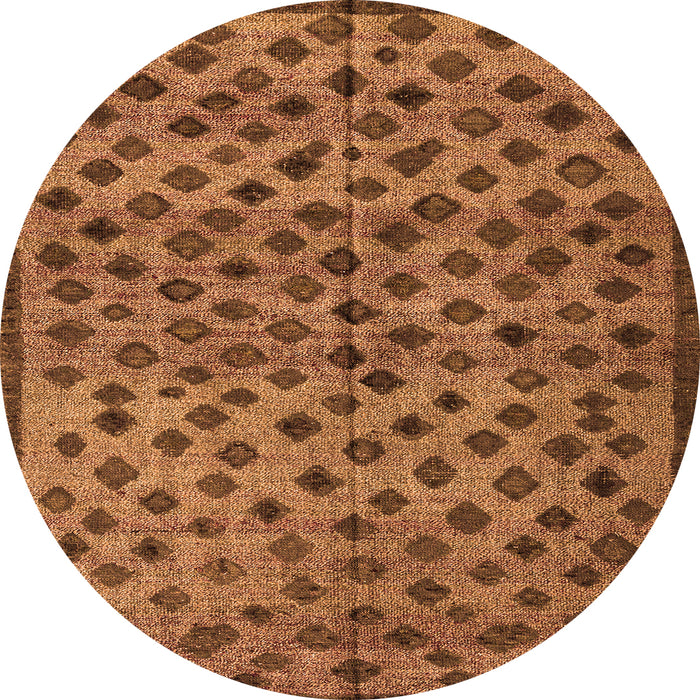 Round Abstract Orange Modern Rug, abs4353org