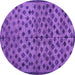 Round Machine Washable Abstract Purple Modern Area Rugs, wshabs4353pur