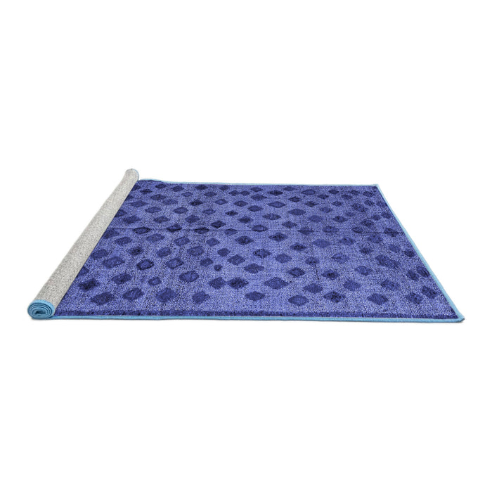 Sideview of Machine Washable Abstract Blue Modern Rug, wshabs4353blu