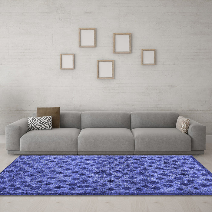 Machine Washable Abstract Blue Modern Rug in a Living Room, wshabs4353blu