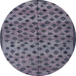 Round Abstract Plum Purple Modern Rug, abs4353