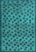 Machine Washable Abstract Turquoise Modern Area Rugs, wshabs4353turq