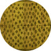 Round Machine Washable Abstract Yellow Modern Rug, wshabs4353yw