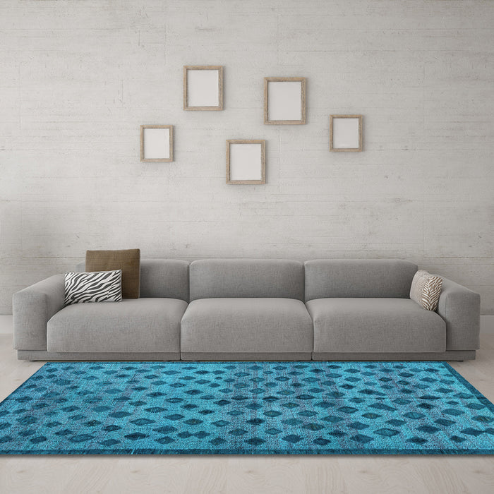 Machine Washable Abstract Light Blue Modern Rug in a Living Room, wshabs4353lblu