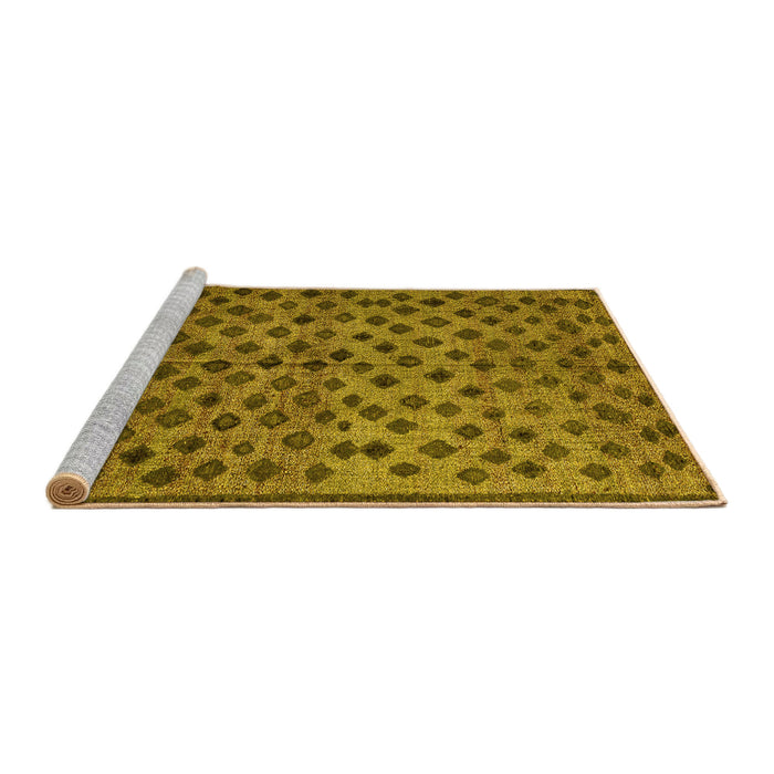 Sideview of Machine Washable Abstract Yellow Modern Rug, wshabs4353yw