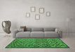 Machine Washable Abstract Green Modern Area Rugs in a Living Room,, wshabs4353grn