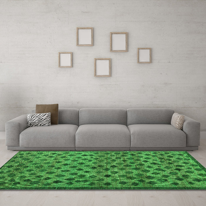 Machine Washable Abstract Green Modern Area Rugs in a Living Room,, wshabs4353grn