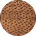 Round Machine Washable Abstract Orange Modern Area Rugs, wshabs4353org