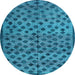 Round Abstract Light Blue Modern Rug, abs4353lblu