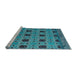 Sideview of Machine Washable Abstract Diamond Blue Rug, wshabs4354