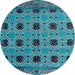 Round Abstract Blue Oriental Rug, abs4354