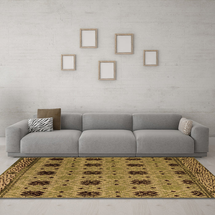 Machine Washable Oriental Orange Modern Area Rugs in a Living Room, wshabs4354org