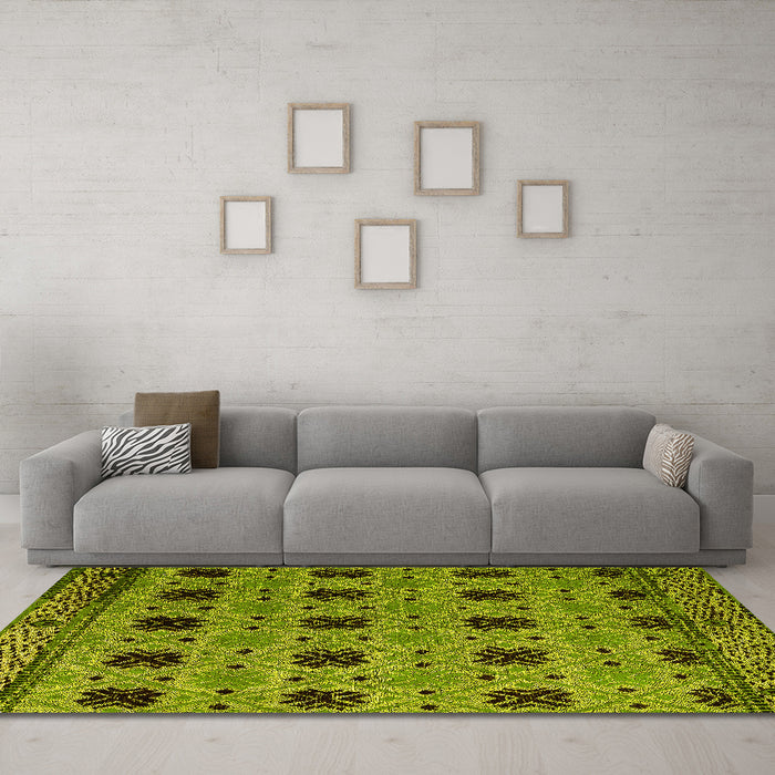 Machine Washable Oriental Yellow Modern Rug in a Living Room, wshabs4354yw