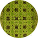 Round Machine Washable Oriental Yellow Modern Rug, wshabs4354yw