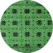 Round Oriental Emerald Green Modern Rug, abs4354emgrn