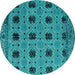 Round Oriental Turquoise Modern Rug, abs4354turq