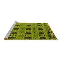 Sideview of Machine Washable Oriental Yellow Modern Rug, wshabs4354yw