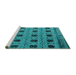 Sideview of Machine Washable Oriental Turquoise Modern Area Rugs, wshabs4354turq
