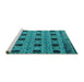 Sideview of Machine Washable Oriental Turquoise Modern Area Rugs, wshabs4354turq