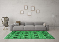 Machine Washable Oriental Green Modern Rug, wshabs4354grn