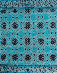 Machine Washable Abstract Diamond Blue Rug, wshabs4354