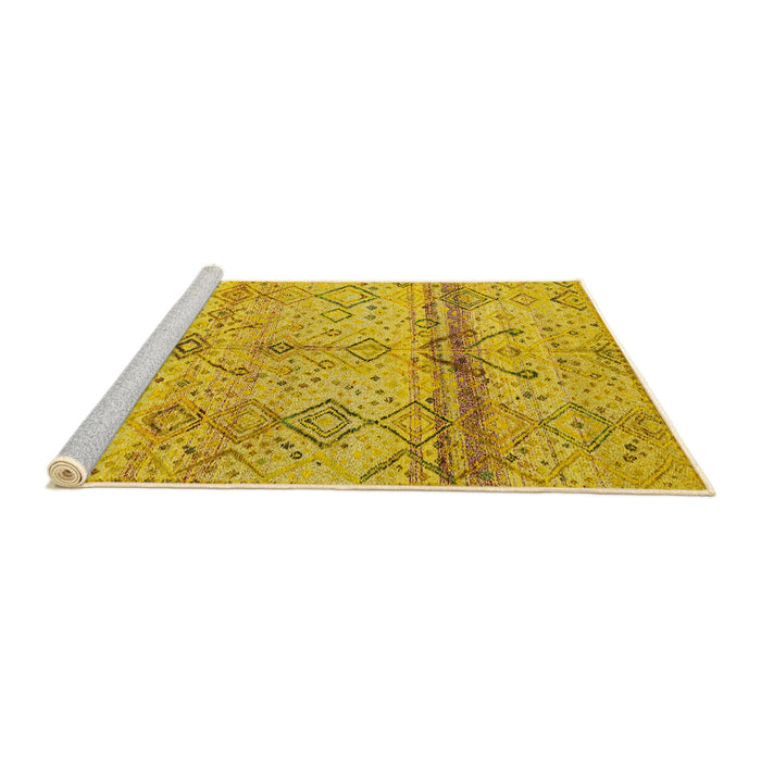 Sideview of Machine Washable Abstract Caramel Brown Rug, wshabs4355