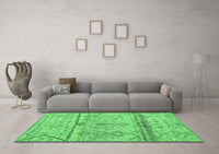 Machine Washable Oriental Emerald Green Modern Rug, wshabs4355emgrn