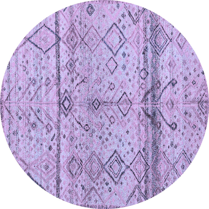 Round Machine Washable Oriental Blue Modern Rug, wshabs4355blu