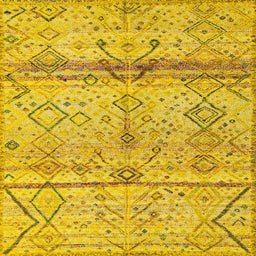Square Abstract Caramel Brown Oriental Rug, abs4355