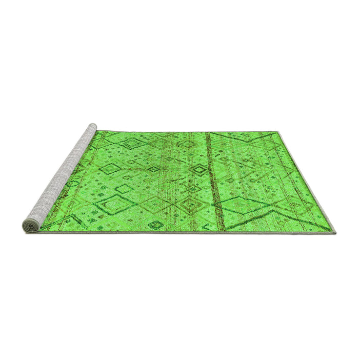 Sideview of Machine Washable Oriental Green Modern Area Rugs, wshabs4355grn